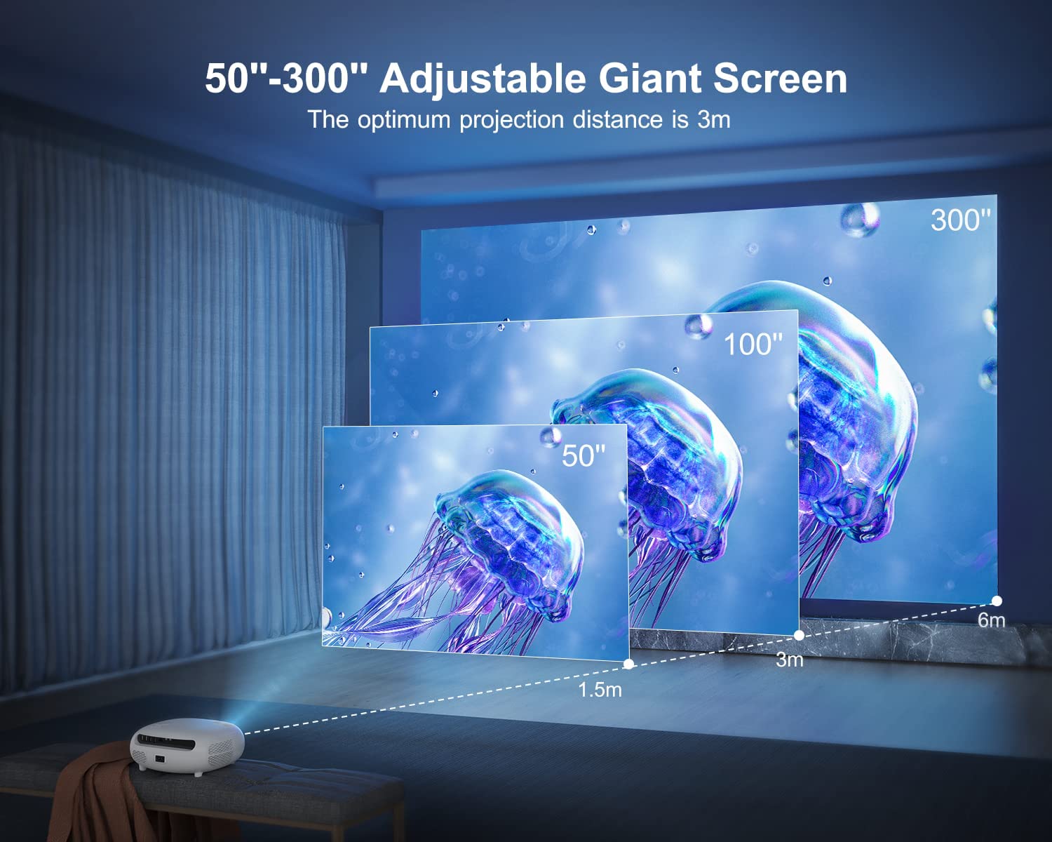 AUN W6 Auto Focus Projector Full HD Android 9 WiFi Bluetooth