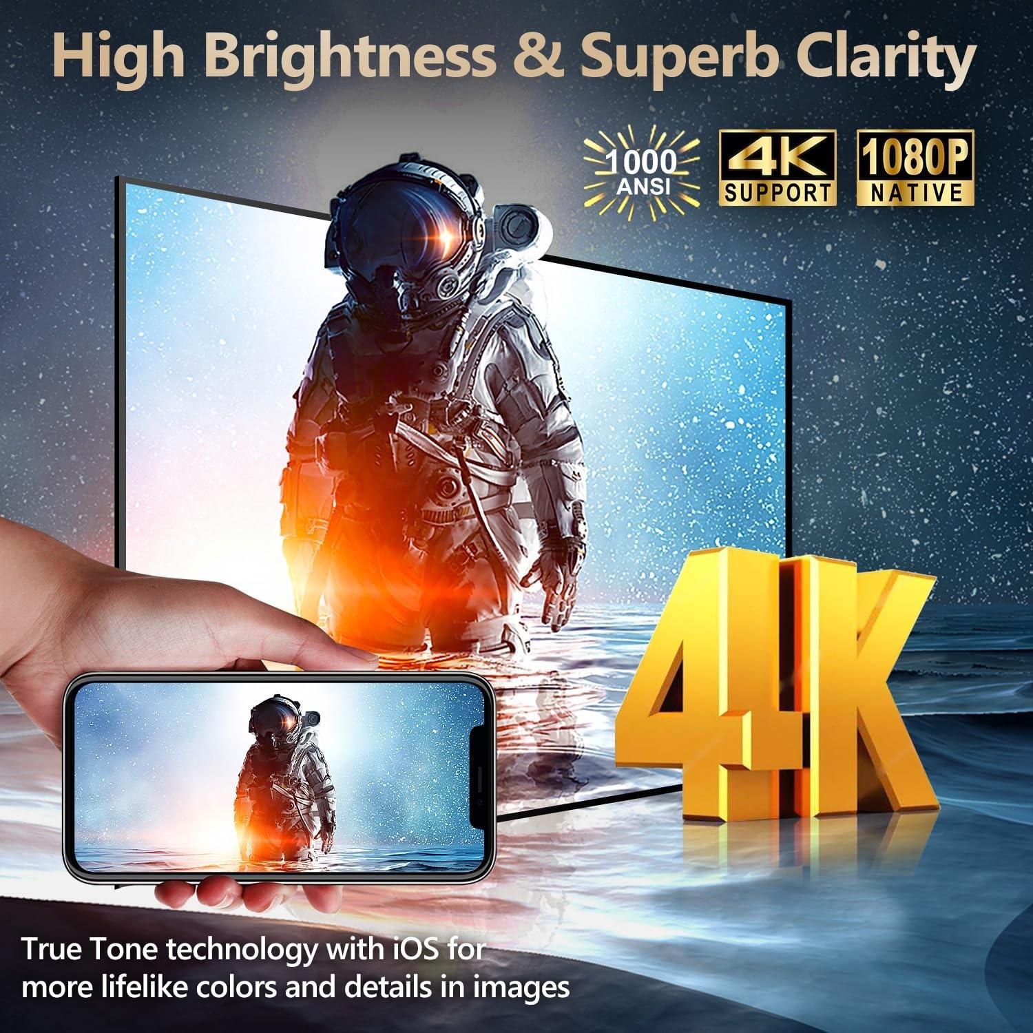 AUN M7 Auto Focus Projector Android 9 WiFi Bluetooth Apps